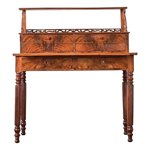 French 19th Century Mahogany and Leather-Top Writing Desk For Sale