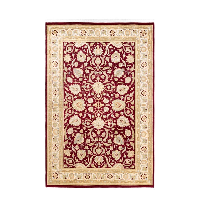 Mogul, One-of-a-Kind Hand-Knotted Area Rug - Red, 4' 2" x 6' 3" For Sale