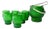 Vintage Green Cocktail Bubble Glasses with Ice Bucket and Ice Clamps, 1970s, Set of 8 For Sale