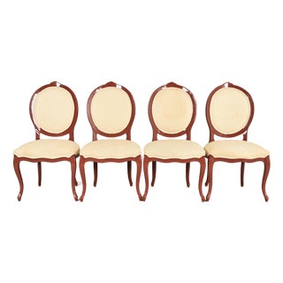 Karges Style French Provincial Louis XV Brown Lacquered Dining Chairs, Set of Four For Sale