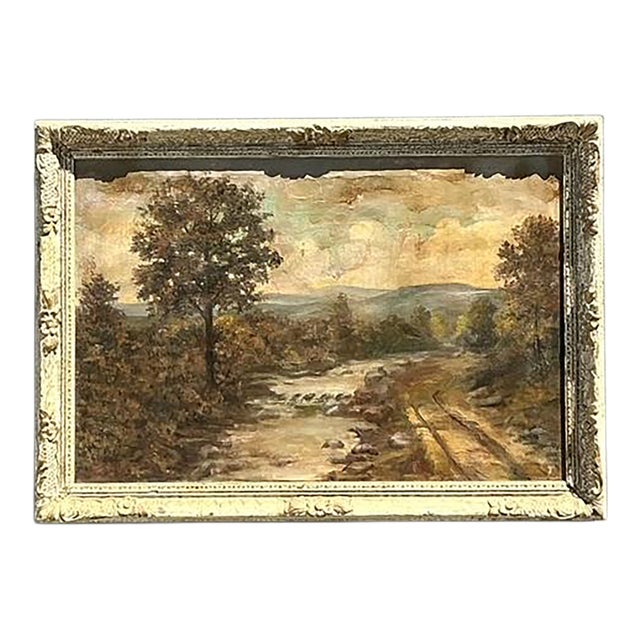 Vintage Original Landscape Oil on Canvas For Sale