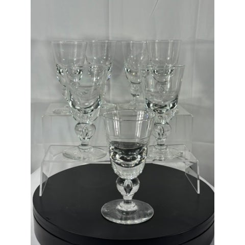 Vintage Signed Steuben Baluster Tear Drop Bubble Stem Goblets- Set of 7, Mid-Century For Sale In Cleveland - Image 6 of 9