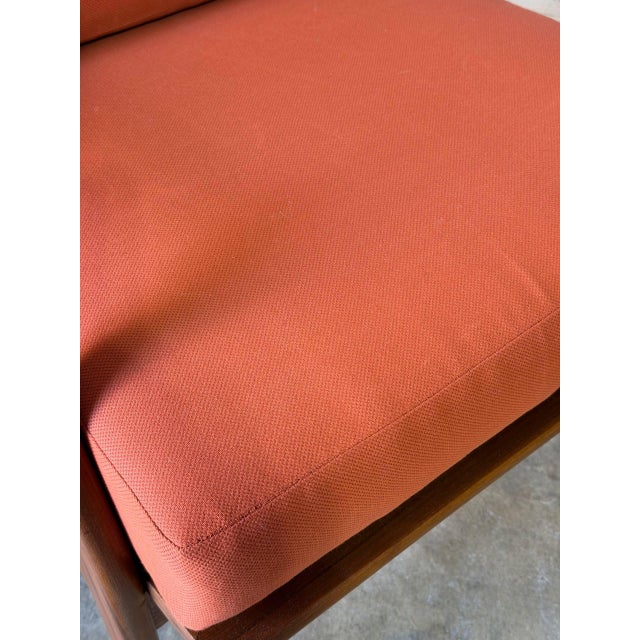 In Style of Ib Kofod-Larsen for Selig Teak Lounge Chair Newly Reupholstered Mid-Century Modern 1960s For Sale - Image 12 of 12