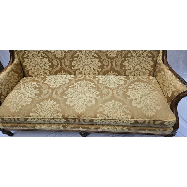 Century French Louis XVI Hand-Carved Walnut Sofa For Sale - Image 9 of 15