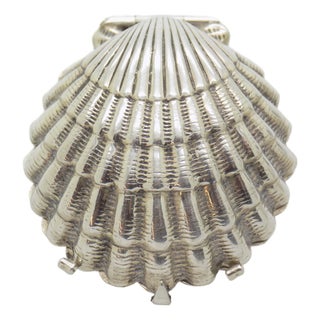 Vintage Italian Handmade Silver Shell Shaped Box, 1970s For Sale