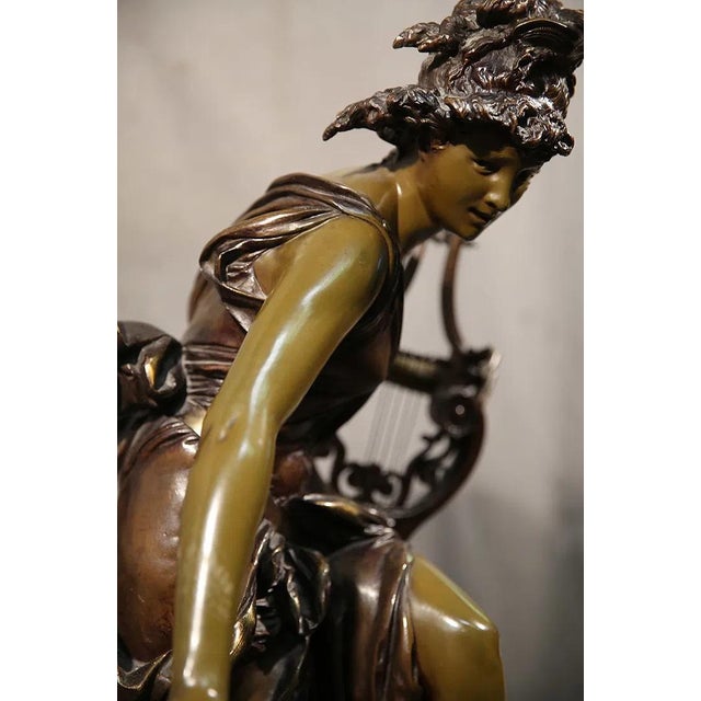Albert Ernest Carrier-Belleuse Mid 20th Century Melodie - Albert Ernest Carrier-Belleuse Bronze For Sale - Image 4 of 4
