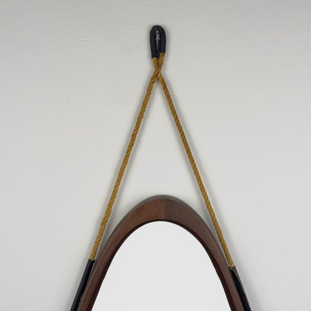 Mid-Century Wall Mirror in Teak, Italy, 1960s For Sale - Image 6 of 18