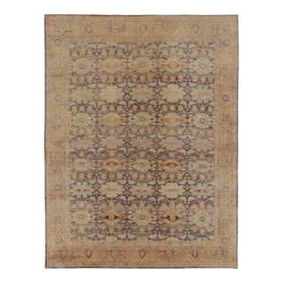 Rug & Kilim's Modern Classics Rug in Antique Brown, Gold, and Dusty Blue Floral Pattern For Sale