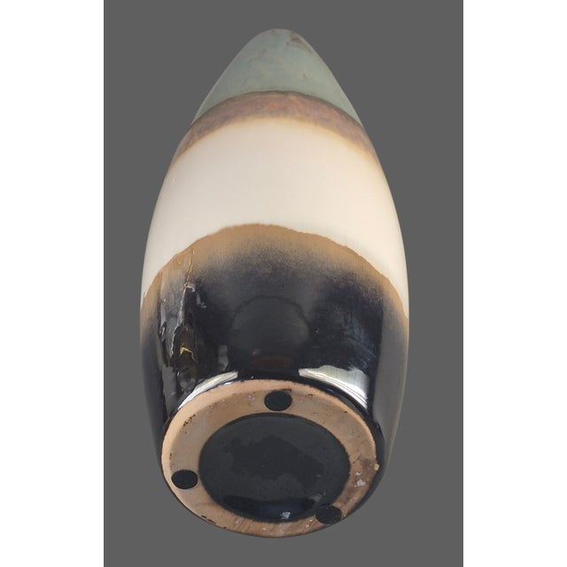 Teal Mid-Century-Modern Glazed Pottery Multi Colored Tube Vase For Sale - Image 8 of 9