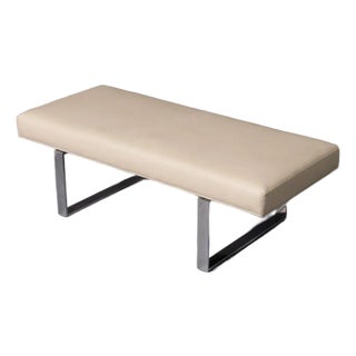 Leather and Chrome Bench by Kravet Furniture For Sale