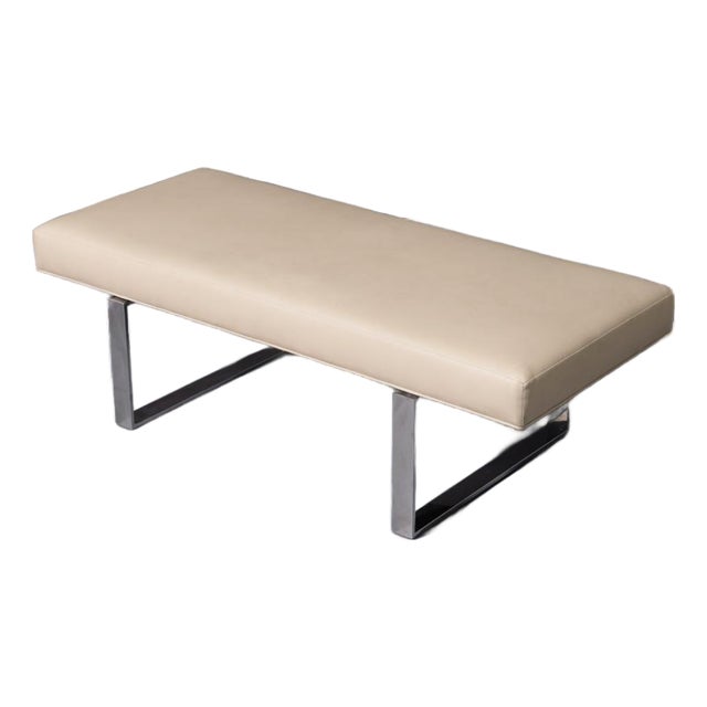 Leather and Chrome Bench by Kravet Furniture For Sale