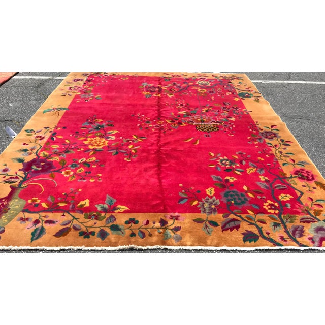 Art Deco 1920s Antique Design Art Deco Chinese Rug- 11’4” X 8’10” For Sale - Image 3 of 13