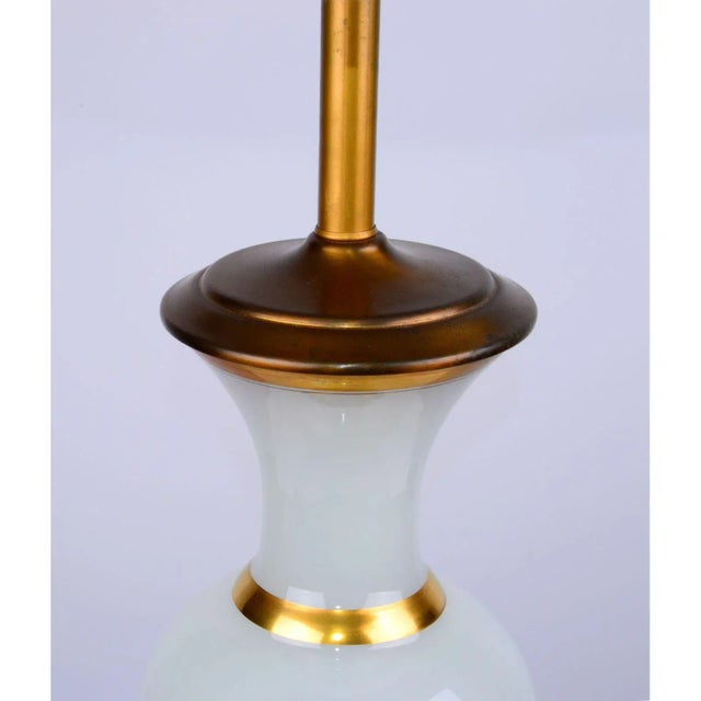 1950 Opaline and Brass Table Lamp For Sale - Image 4 of 6
