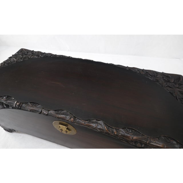 Ebonized Carved Teak Cedar Lined Brass Latch c. 1920s Trunk Hope Chest CLEAN! For Sale - Image 6 of 18
