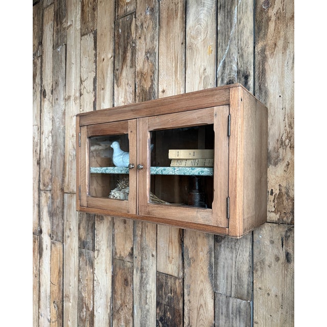 Small Wall-Mounted Walnut Display Case, 1940s For Sale - Image 6 of 13