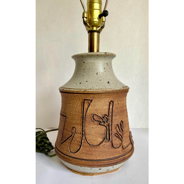 1970s Organic Modern Signed Studio Pottery Table Lamp For Sale - Image 9 of 10