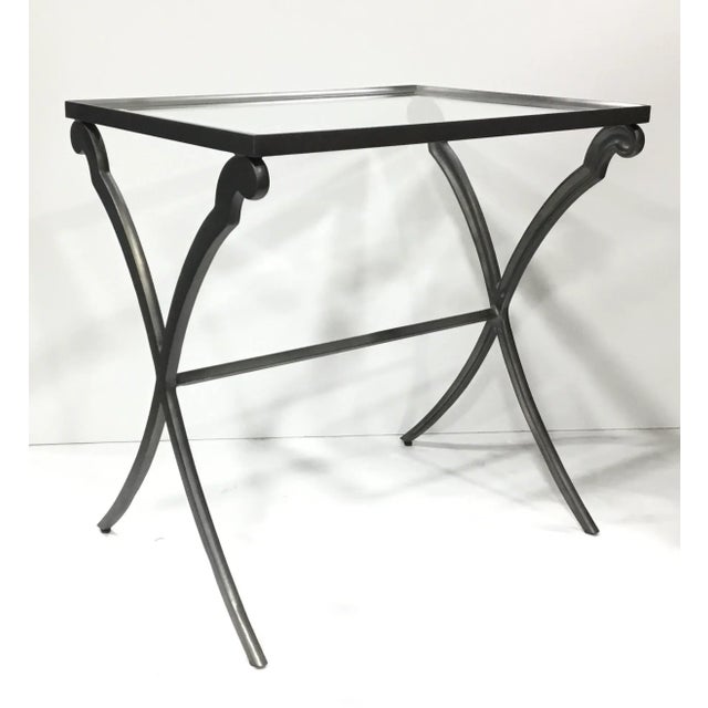 Modern Modern Gunmetal and Beveled Glass Nesting Tables - Set of 3 For Sale - Image 3 of 7