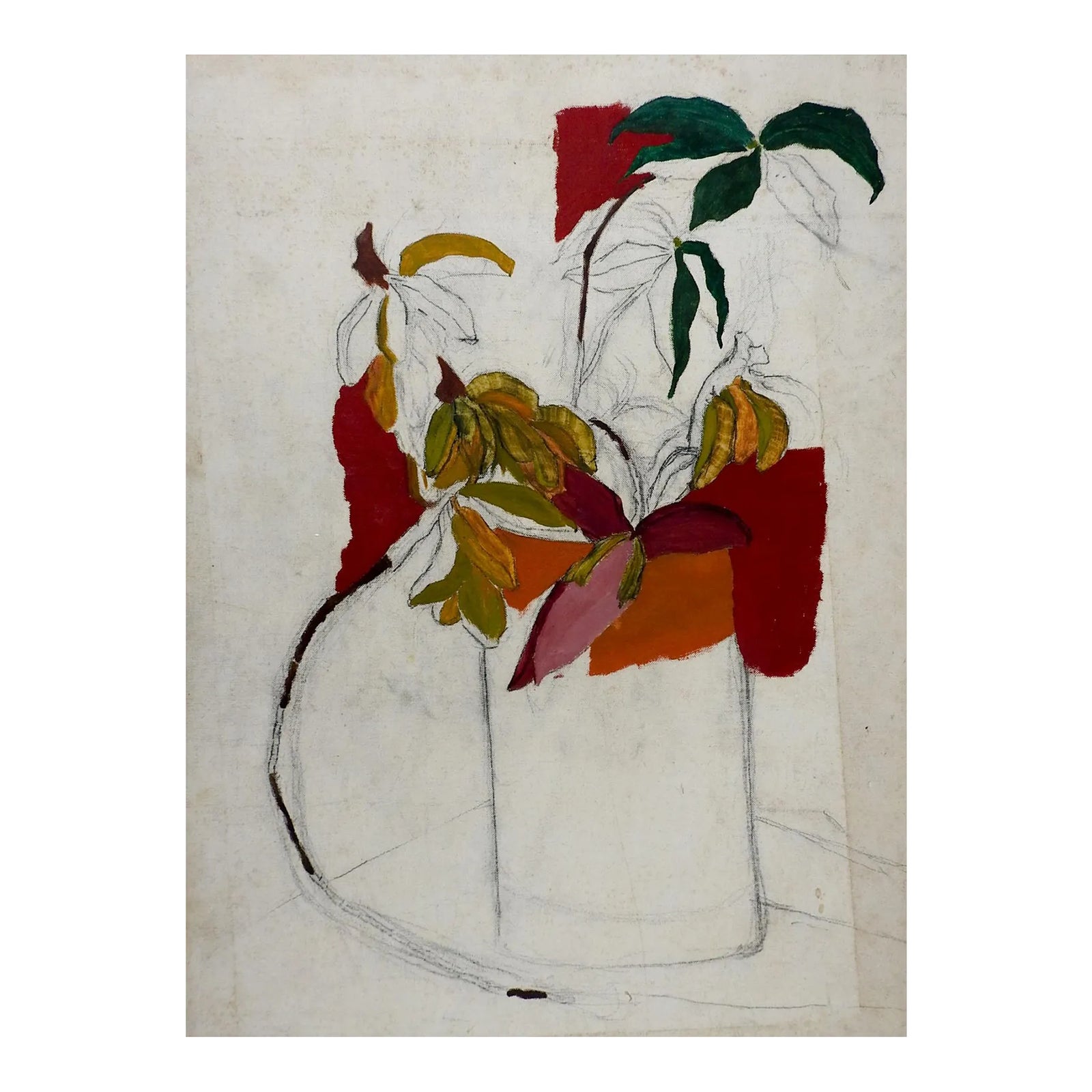 Vintage Mid 20th Century Unfinished Abstract Still Life Painting | Chairish