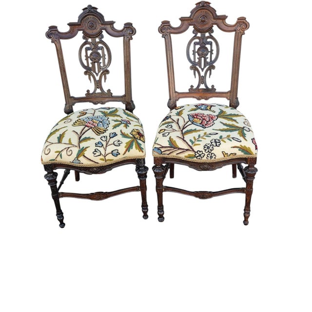 Mid-Century Modern Pair of 19th Century Rosewood Princess Chairs Heavily Carved Detail Rosewood. For Sale - Image 3 of 8