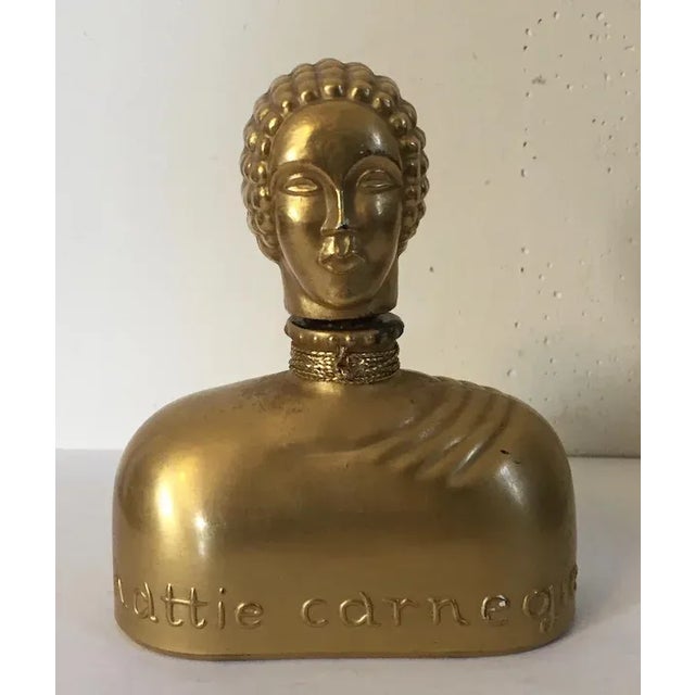 Gold Hattie Carnegie Art Deco Figural Glass Perfume Bottle with Gold Finish For Sale - Image 8 of 8