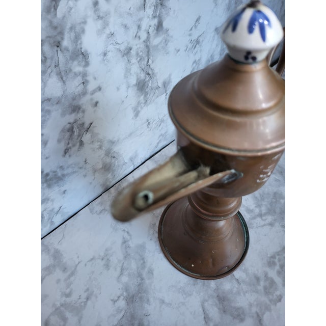 1950s Dutch Copper Pedastal Snotneus Whale Oil Lamp For Sale - Image 11 of 15