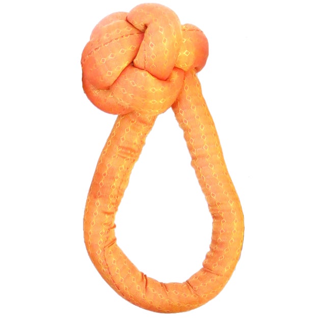 Chinoiserie Vintage Melon Orange Fabric Knot Napkin Rings, Set of 6 For Sale - Image 3 of 4