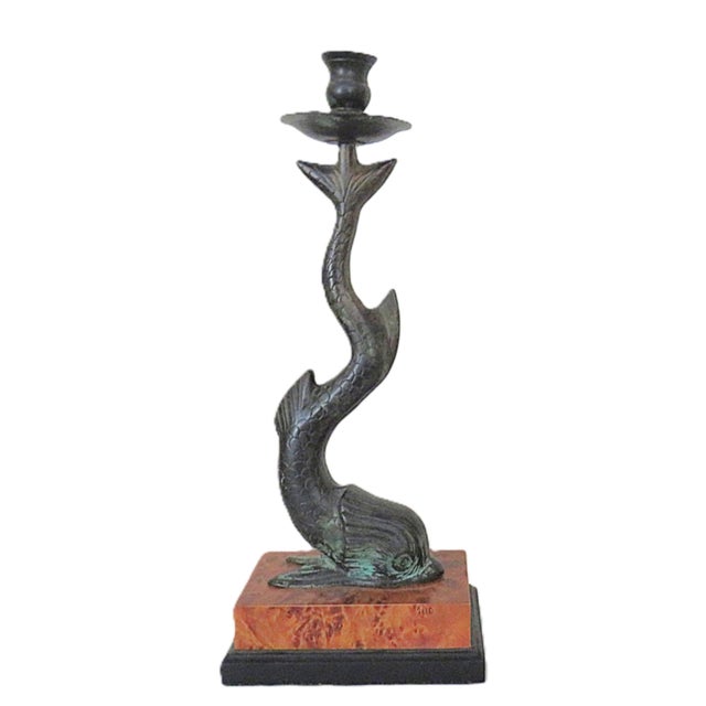 FREE SHIPPING ANYWHERE IN THE CONTINENTAL US! This is a set of vintage bronze candlesticks on faux burlwood pedestal....