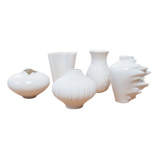 Small White Porcelain Vases from Rosenthal Studioline, 1980s, Set of 5 For Sale