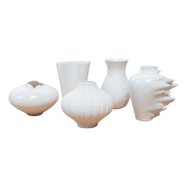 Small White Porcelain Vases from Rosenthal Studioline, 1980s, Set of 5 For Sale
