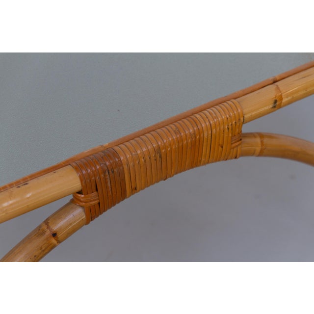 Danish Modern Square Rattan and Glass Coffee Table, 1960s For Sale - Image 9 of 15