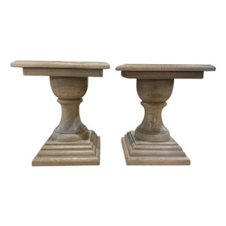 Vintage Turned Wood Pedestal Stands For Sale