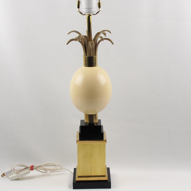 Mid-Century Modern Maison Charles Et Fils Paris Ostrich Eggshell Table Lamp For Sale - Image 3 of 9