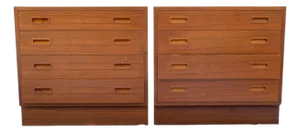 1960s Pair of Mid Century Teak Wood Chests of Drawers