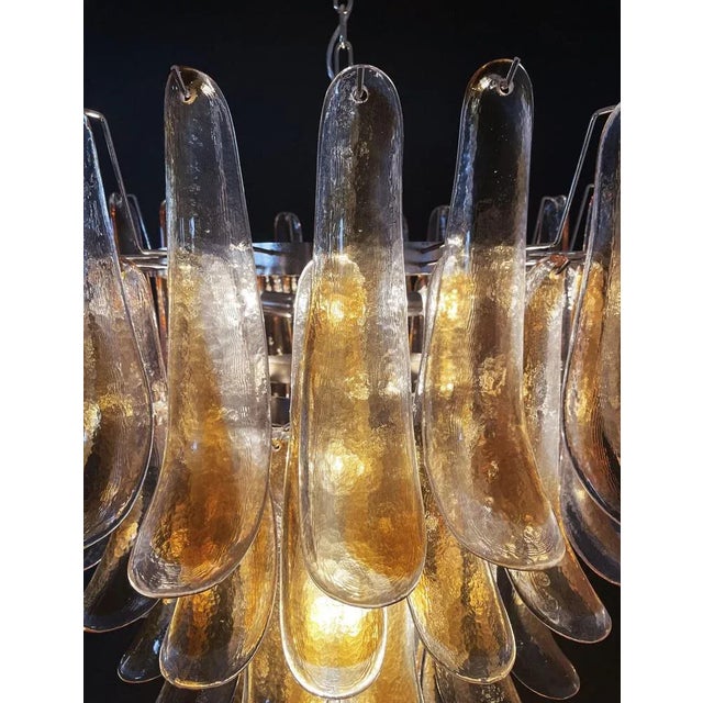 Italian Amber Murano Glass Petal Chandeliers, Set of 2 For Sale - Image 4 of 10
