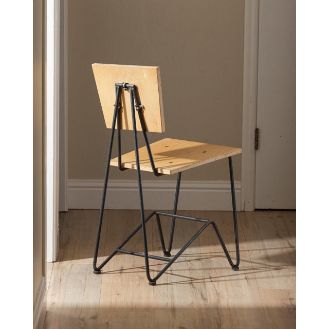 1990s Vintage 90's Industrial Iron and Plywood Dining Chairs – Design by Sauer & Gueswel For Sale - Image 5 of 16