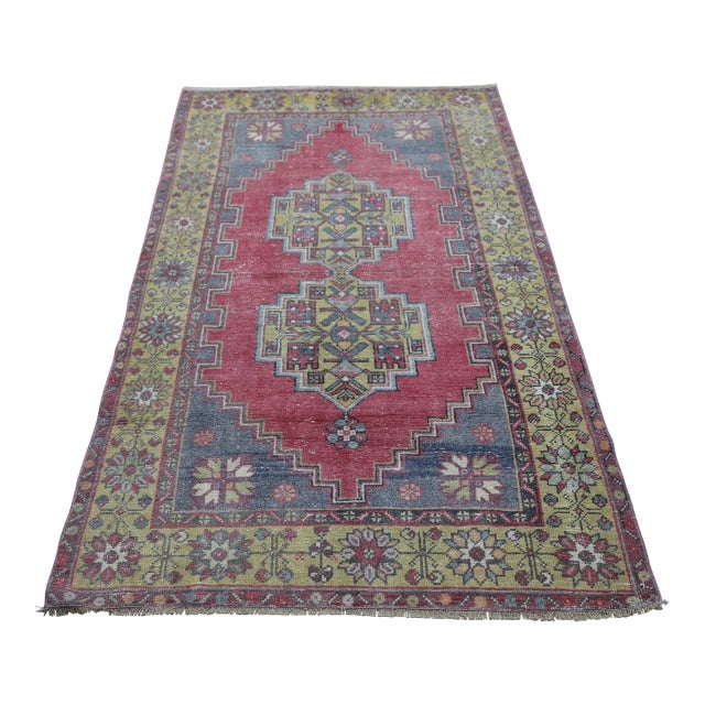 1960s Bohemian Style Hand Knotted Red Oushak Rug For Sale
