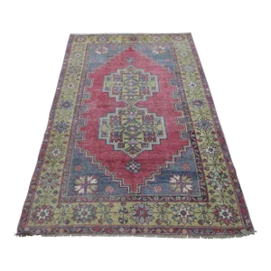 1960s Bohemian Style Hand Knotted Red Oushak Rug