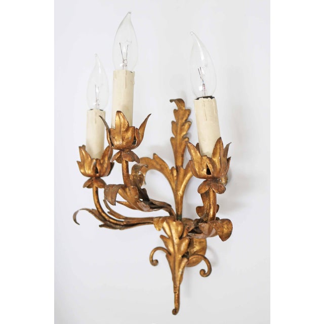 Hollywood Regency Florentine Hollywood Regency Wall Lamp, Italy, 1970s For Sale - Image 3 of 5