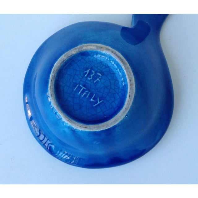 Mid-Century Italian Blue Crackle-Glazed Ashtray, Pipe Rest For Sale - Image 10 of 11