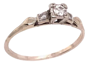 14 Karat White Gold Engagement Three-Stone Ring 0.34 TDW, Size 10.25
