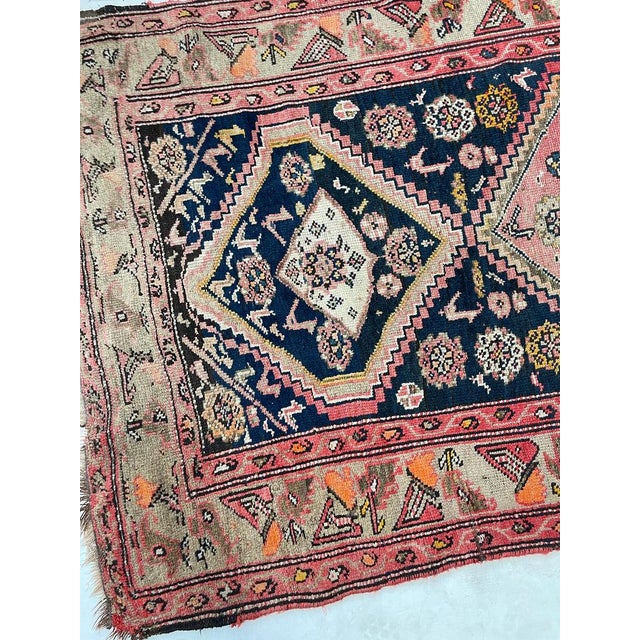 Persian Wide Antique Runner SUNSET COLORS with Family of Sheep & Birds Woven Rug 4.4 x 12.4 For Sale - Image 3 of 16