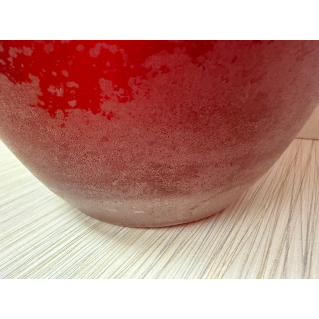 Murano Italy Seguso Glass Vase - Brilliant Translucent Red and Bottle Green For Sale - Image 14 of 18