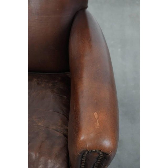 Brown Vintage Armchair in Sheepskin For Sale - Image 8 of 16