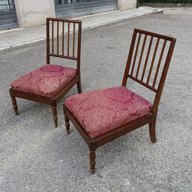 Set of Dining Chairs in Fabric and Wood For Sale - Image 3 of 9