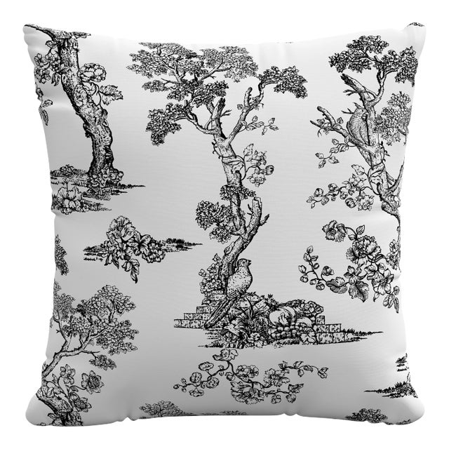 Red from Scalamandre crafted by Cloth & Company 20" Decorative Pillow, Light Gray Toile For Sale