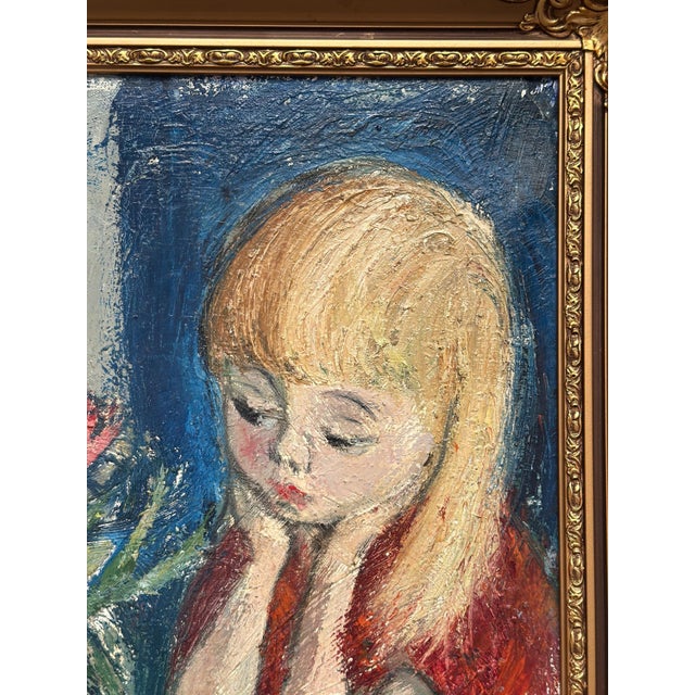 Alf Forslund, Girl in Thought, 1960s, Oil on Canvas, Framed For Sale - Image 10 of 14