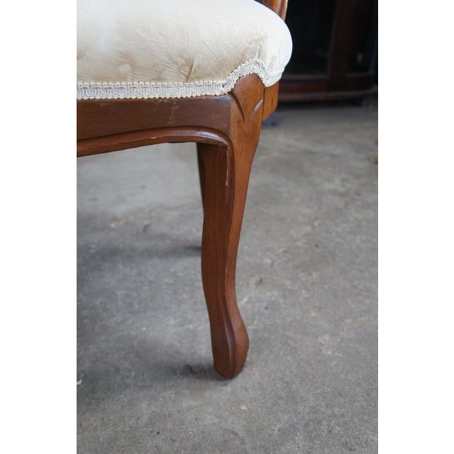 3 Antique Victorian Renaissance Revival Carved Walnut Upholstered Parlor Chairs For Sale - Image 11 of 14