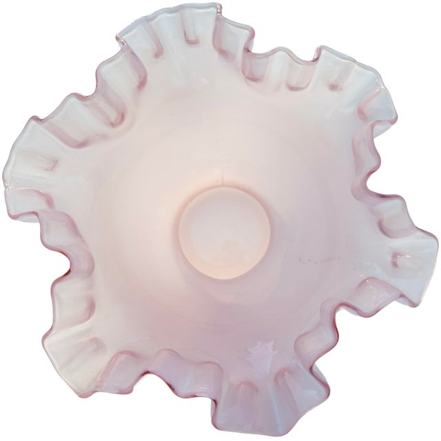 Mid 20th Century Handmade & Ruffled Americana Art-Glass Bowl Accent For Sale - Image 4 of 6