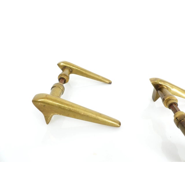 Modernist Brass Door Handles, 1950s-1960s, Set of 2 For Sale - Image 4 of 8