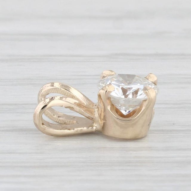 Modern 0.42ct Round Diamond Solitaire Pendant 14k Yellow Gold Small Drop For Sale - Image 3 of 5